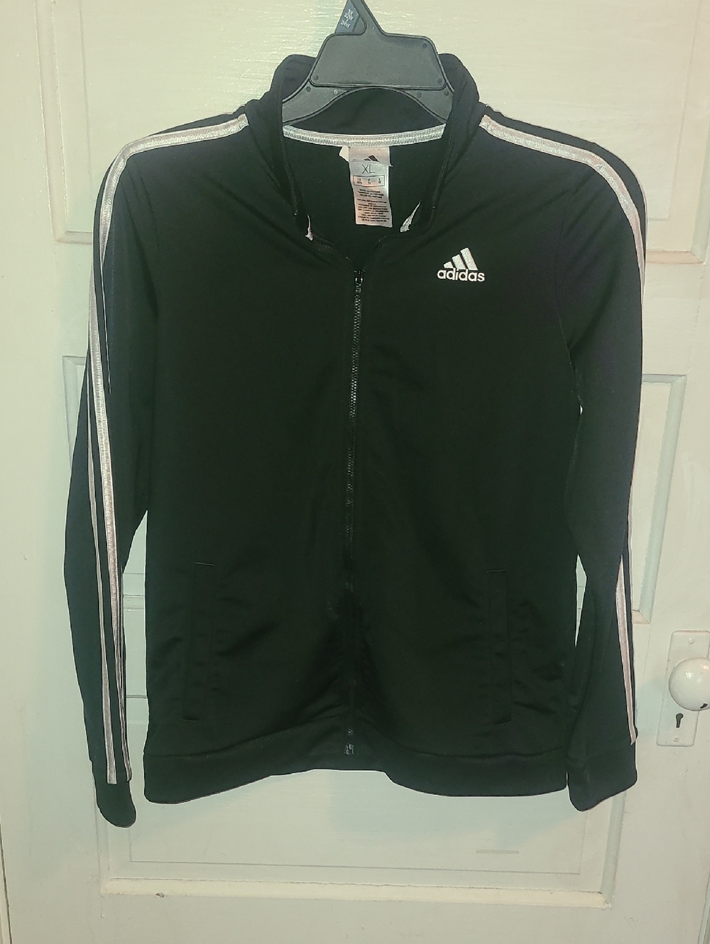 adidas Black Track Bomber Jacket with White Stripes